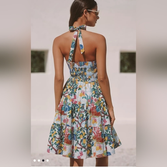 Anthropologie Celandine × Daniella Manini Tiered Bustier Halter Mini Dress Sz S - Picture 3 of 14